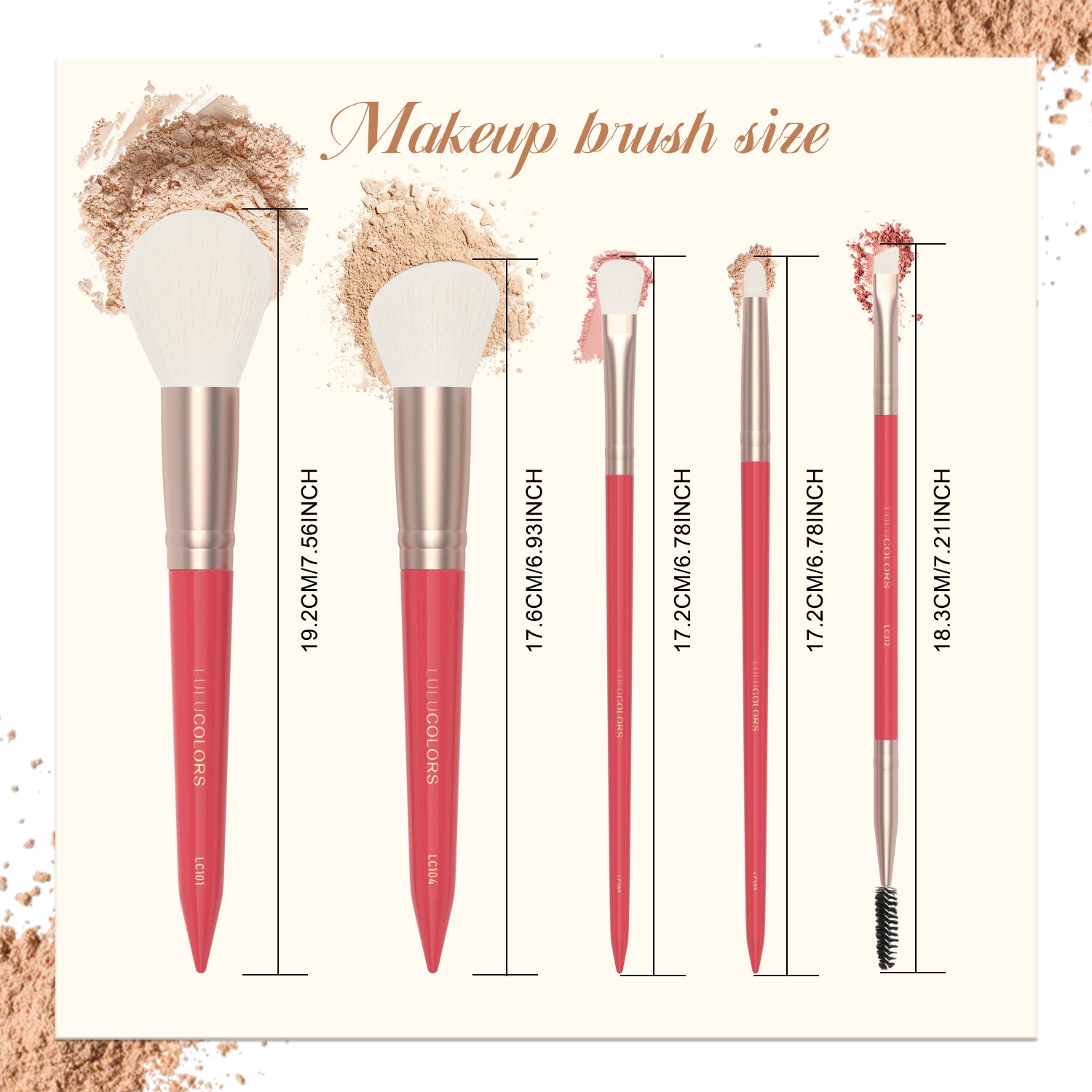 LULUCOLORS 5 PCS MAKEUP TRAVEL BRUSH SET